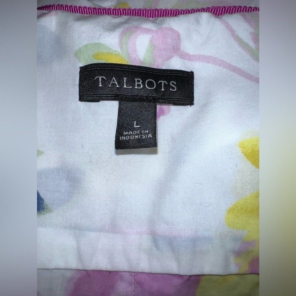 TALBOTS Floral Print Button Down Shirt Long Sleeve Shirt Sz L - Picture 6 of 7